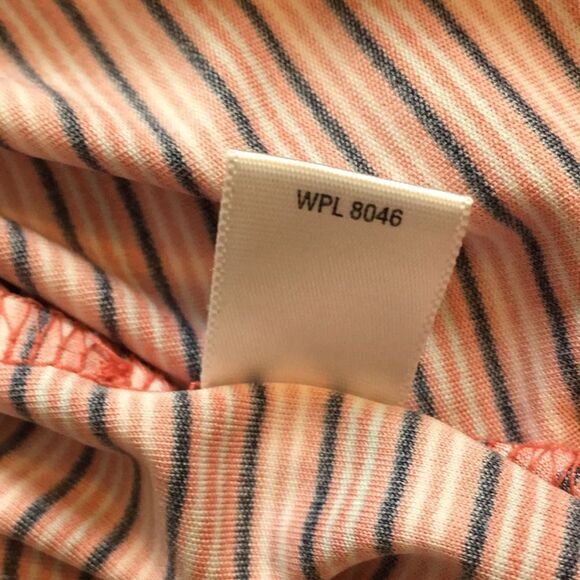 Greg Norman for Tasso Elba Polo Golf Shirt Men's XL Play Dry Salmon Striped - Picture 9 of 12